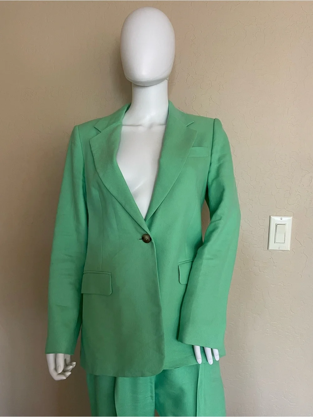 Reiss Mint Green Tailored Blazer and Wide-Leg Pants Set - blazer 8, pant 6 - Picture 2 of 16